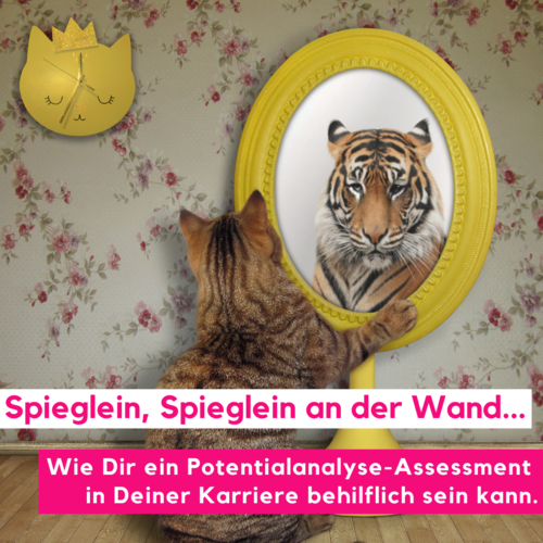 Karriere-Blog Katze schaut in den Spiegel und sieht einen Tiger